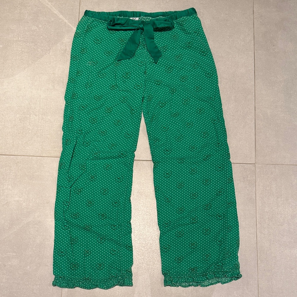 Victorias Secret PINK XS Y2K Green Wide Leg Women's Pants 100% cotton body soft